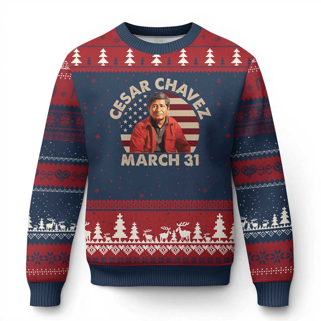 Cesar Chavez Day Ugly Christmas Sweater March Holiday Hispanic Heritage American Flag