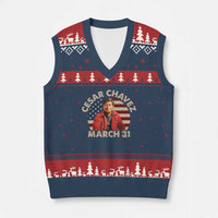 Cesar Chavez Day V-Neck Knit Sweater Vest March Holiday Hispanic Heritage American Flag