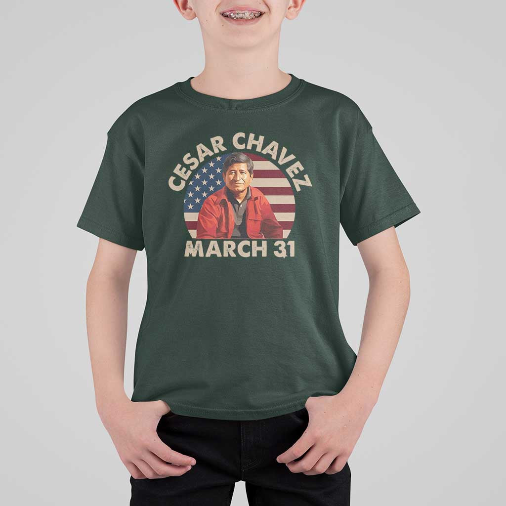 Cesar Chavez Day T Shirt For Kid March Holiday Hispanic Heritage American Flag