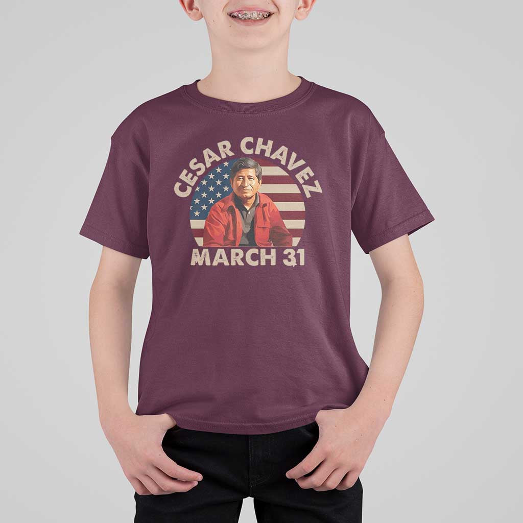 Cesar Chavez Day T Shirt For Kid March Holiday Hispanic Heritage American Flag