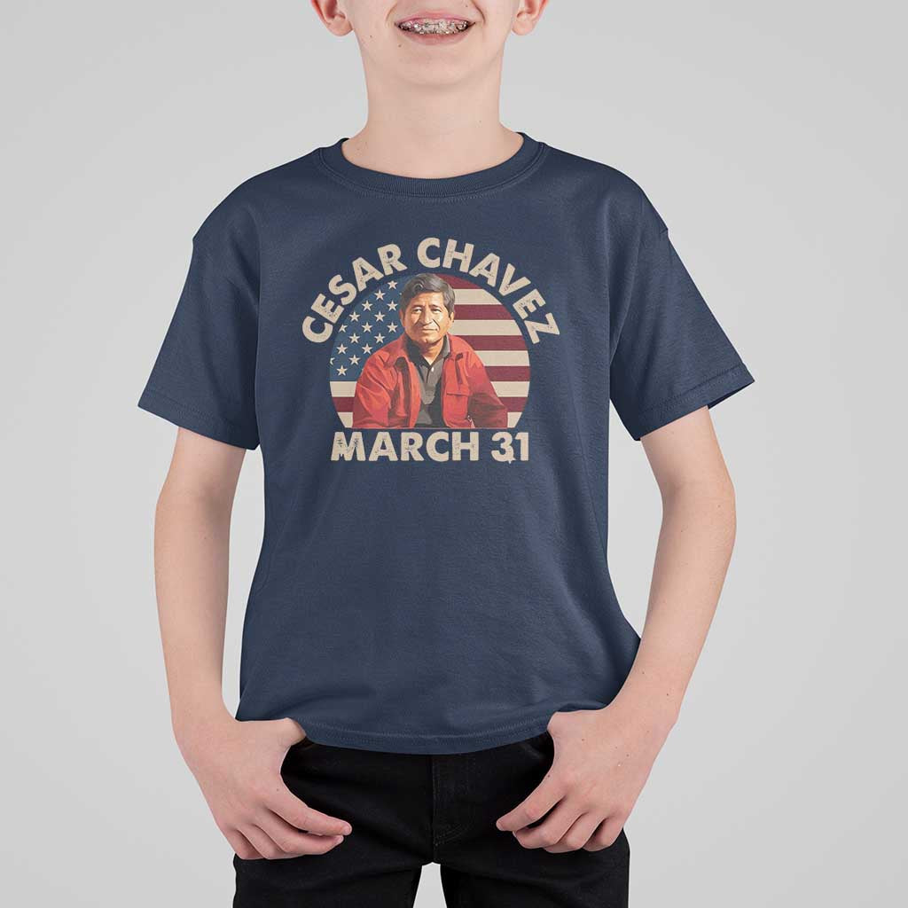 Cesar Chavez Day T Shirt For Kid March Holiday Hispanic Heritage American Flag