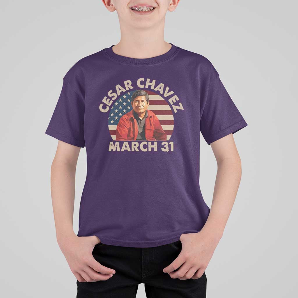 Cesar Chavez Day T Shirt For Kid March Holiday Hispanic Heritage American Flag