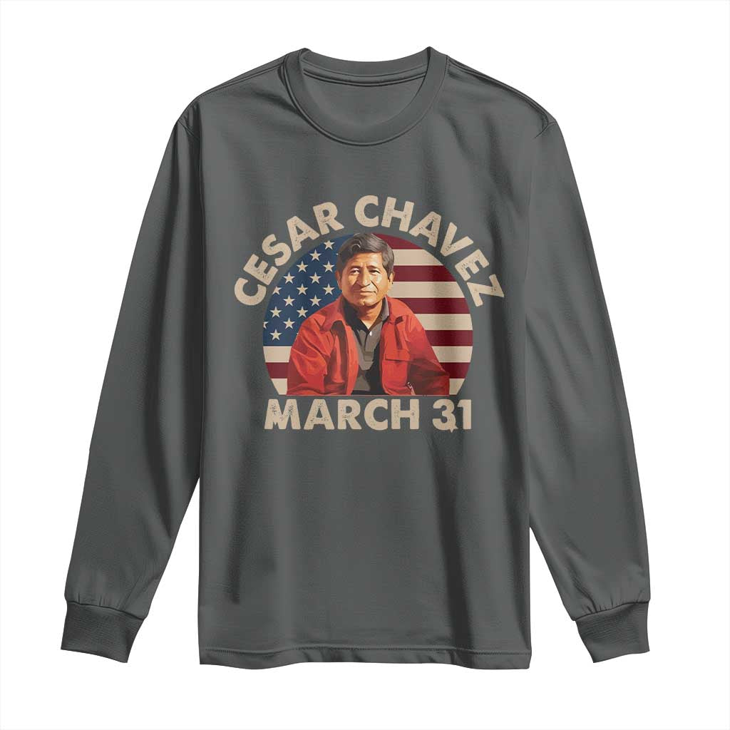 Cesar Chavez Day Long Sleeve Shirt March Holiday Hispanic Heritage American Flag