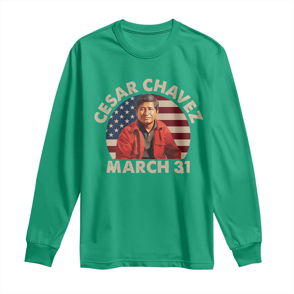 Cesar Chavez Day Long Sleeve Shirt March Holiday Hispanic Heritage American Flag