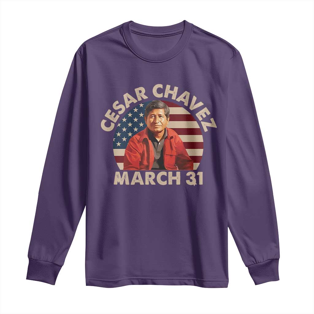 Cesar Chavez Day Long Sleeve Shirt March Holiday Hispanic Heritage American Flag