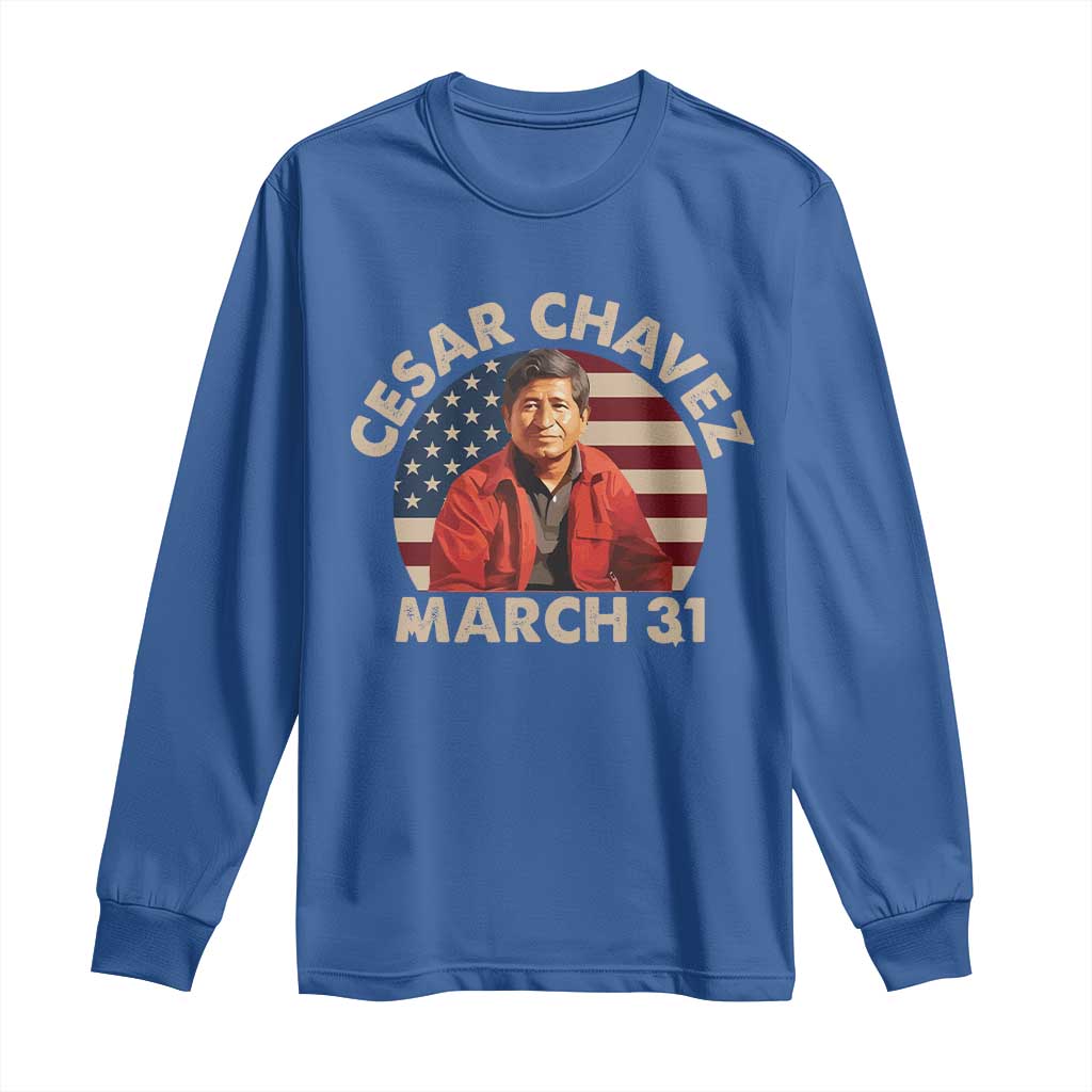 Cesar Chavez Day Long Sleeve Shirt March Holiday Hispanic Heritage American Flag