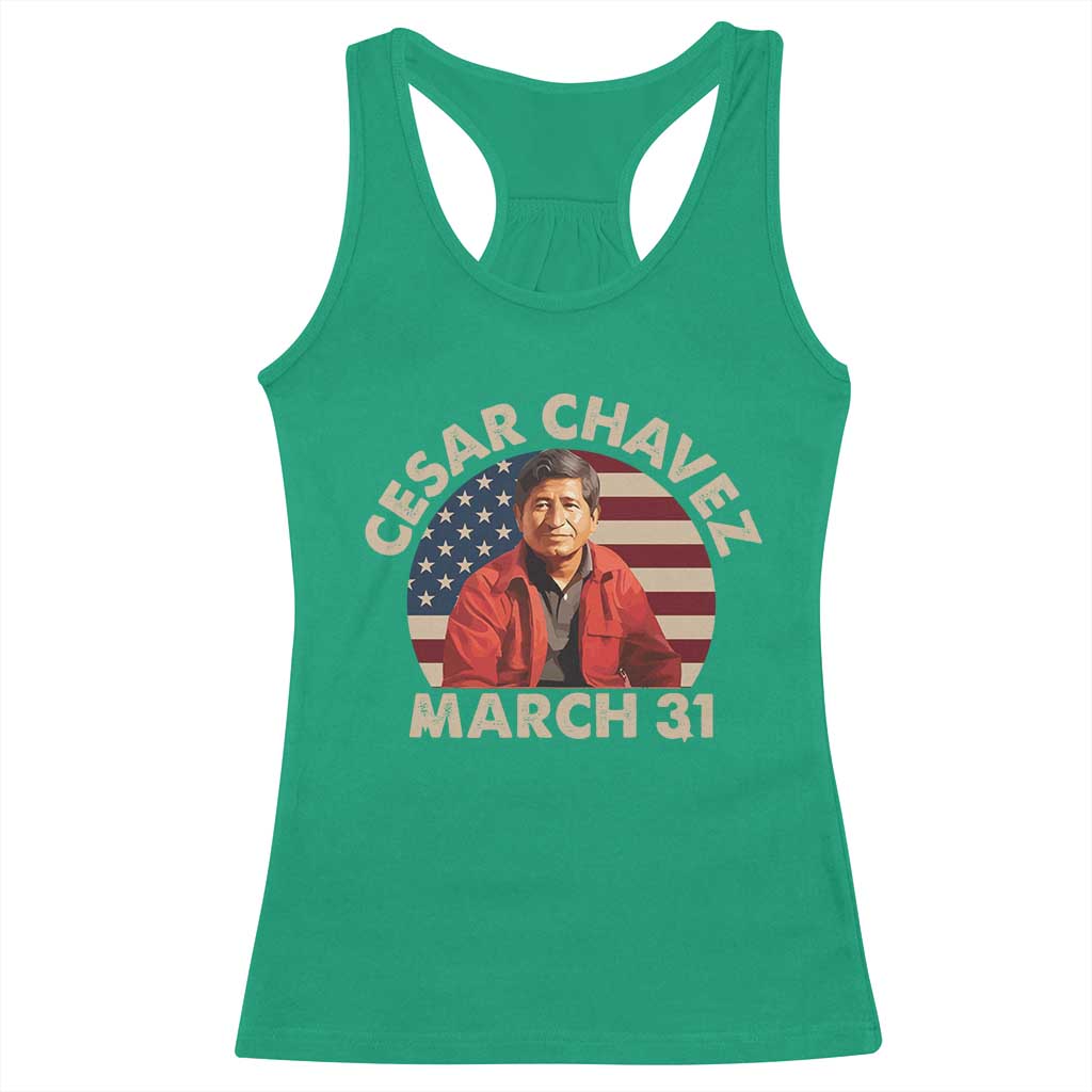 Cesar Chavez Day Racerback Tank Top March Holiday Hispanic Heritage American Flag