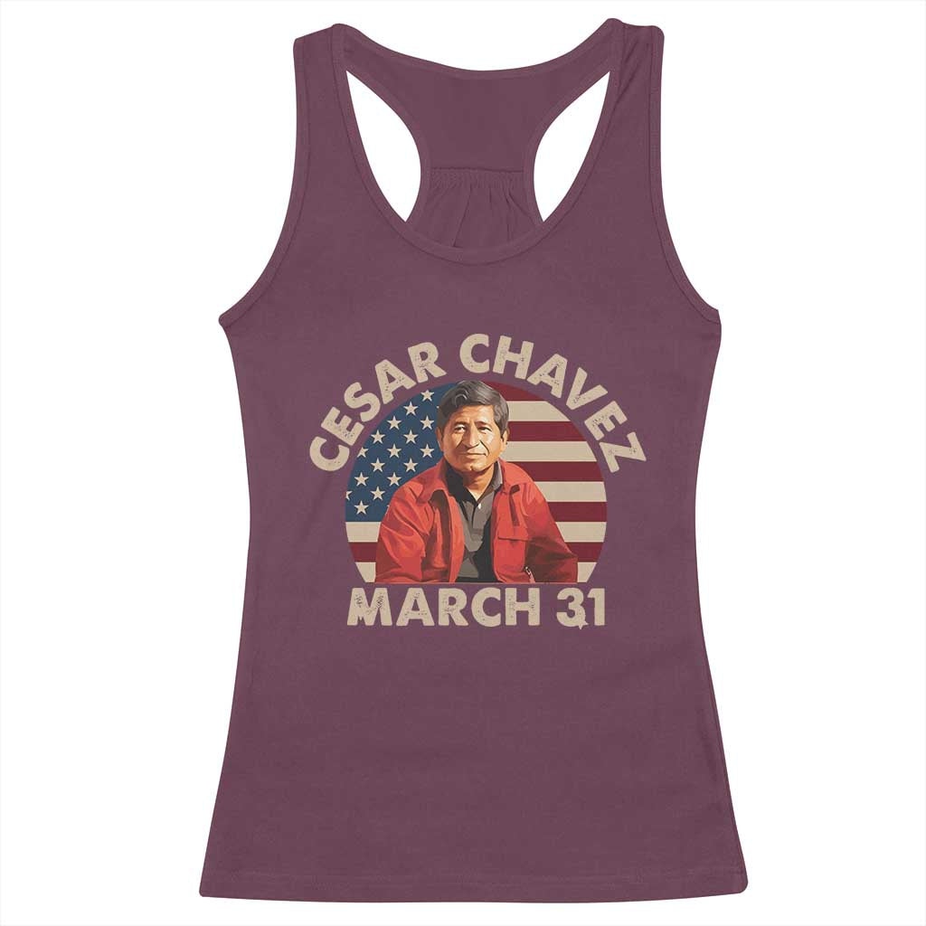 Cesar Chavez Day Racerback Tank Top March Holiday Hispanic Heritage American Flag