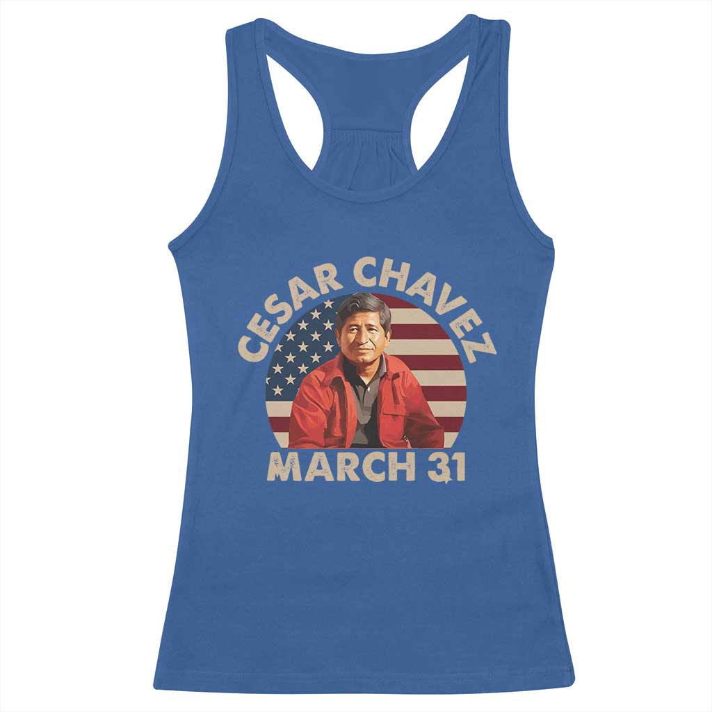 Cesar Chavez Day Racerback Tank Top March Holiday Hispanic Heritage American Flag