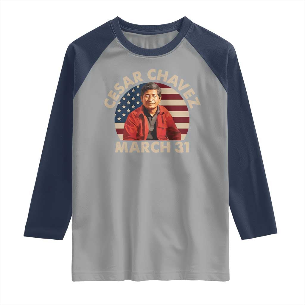 Cesar Chavez Day Raglan Shirt March Holiday Hispanic Heritage American Flag