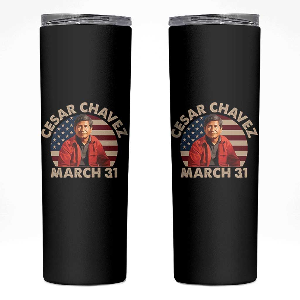 Cesar Chavez Day Skinny Tumbler March Holiday Hispanic Heritage American Flag