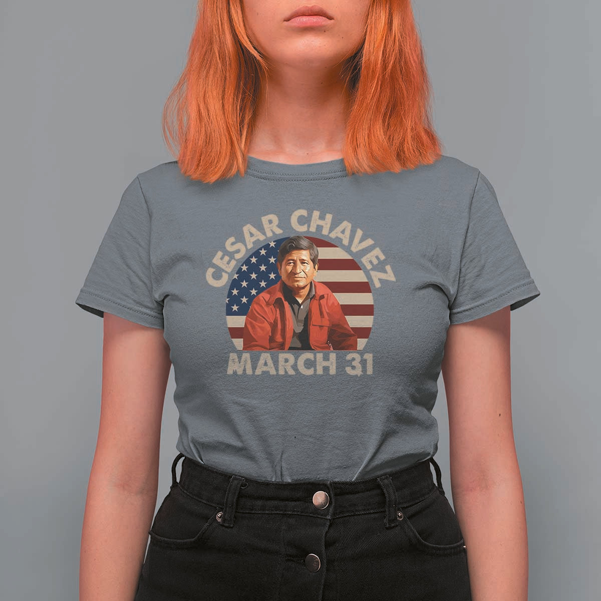 Cesar Chavez Day T Shirt For Women March Holiday Hispanic Heritage American Flag