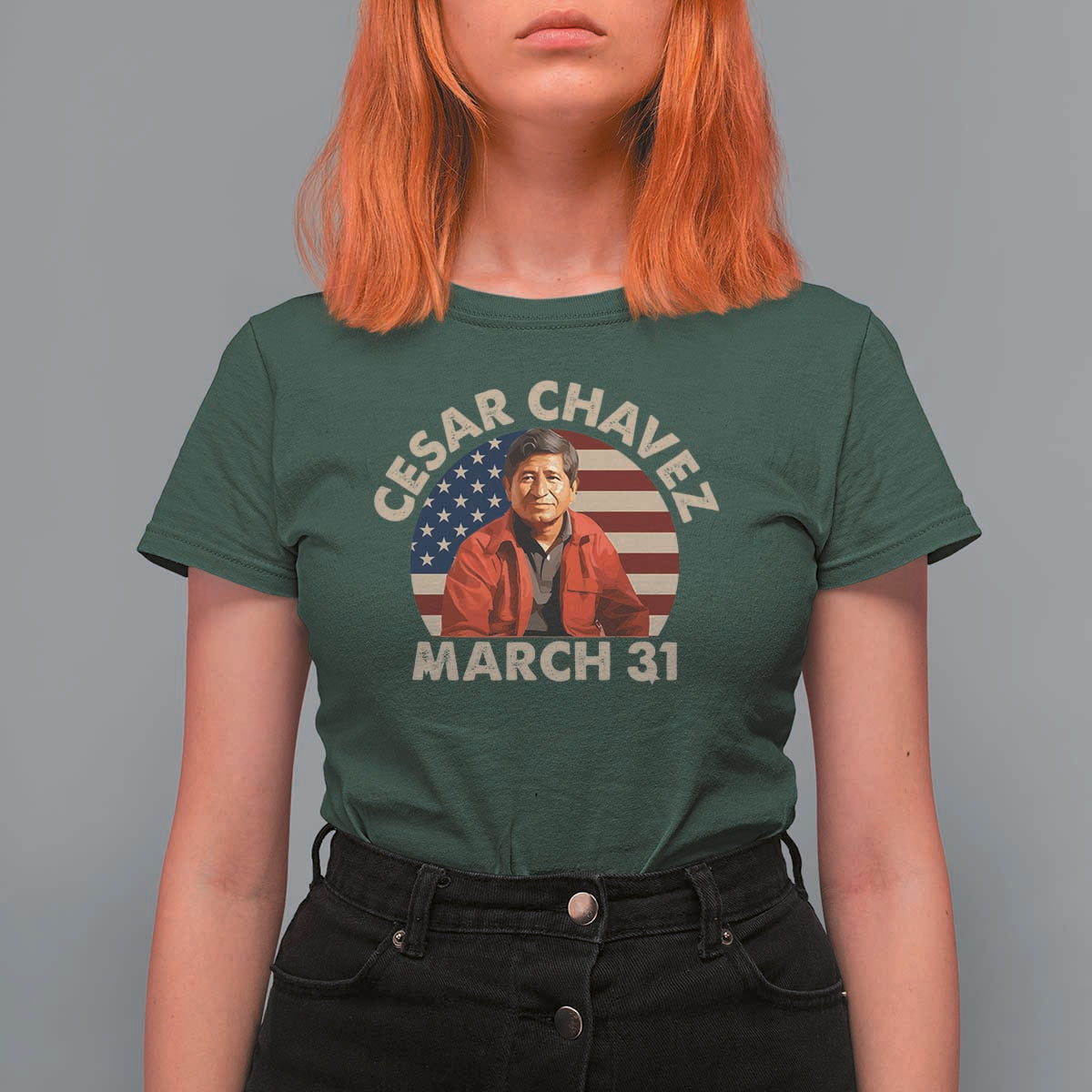 Cesar Chavez Day T Shirt For Women March Holiday Hispanic Heritage American Flag
