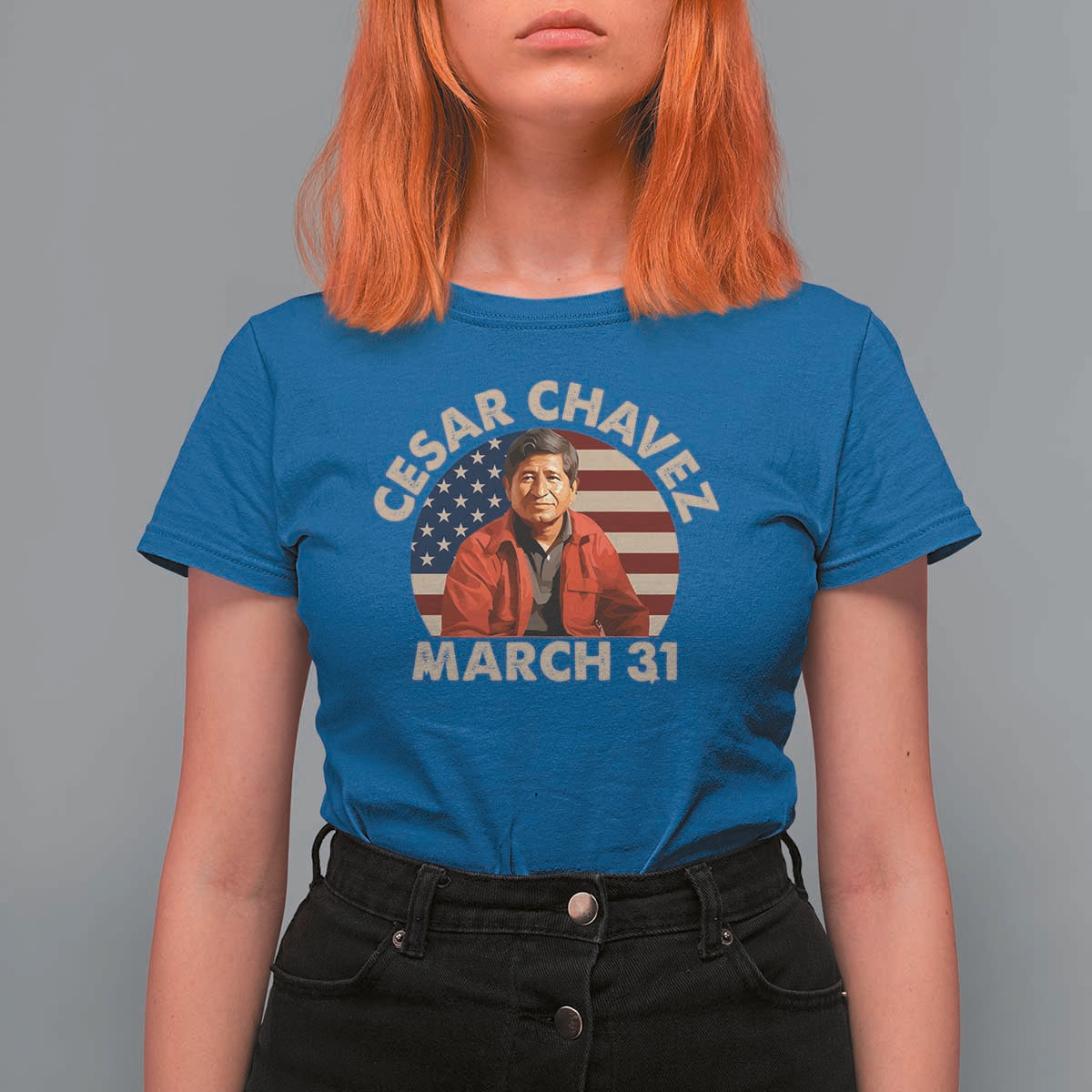 Cesar Chavez Day T Shirt For Women March Holiday Hispanic Heritage American Flag