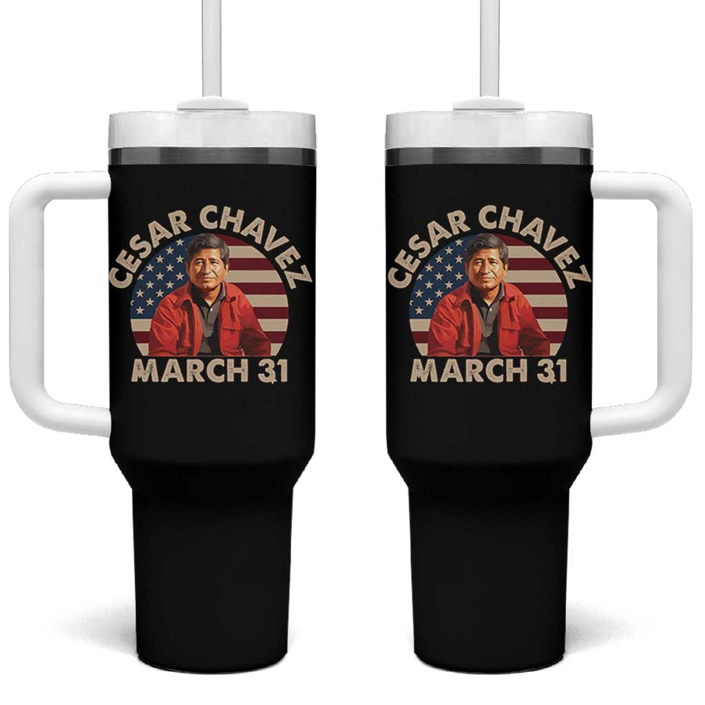 Cesar Chavez Day Tumbler With Handle March Holiday Hispanic Heritage American Flag