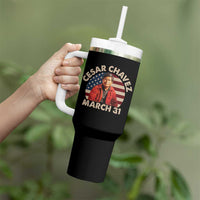 Cesar Chavez Day Tumbler With Handle March Holiday Hispanic Heritage American Flag