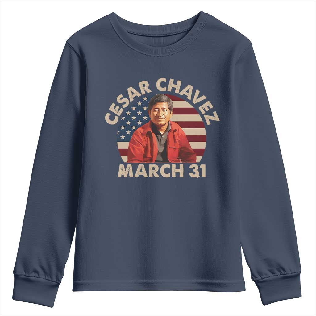 Cesar Chavez Day Youth Sweatshirt March Holiday Hispanic Heritage American Flag