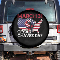 Cesar Chavez Day Spare Tire Cover March 31 Hand Fist American Flag