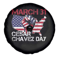 Cesar Chavez Day Spare Tire Cover March 31 Hand Fist American Flag