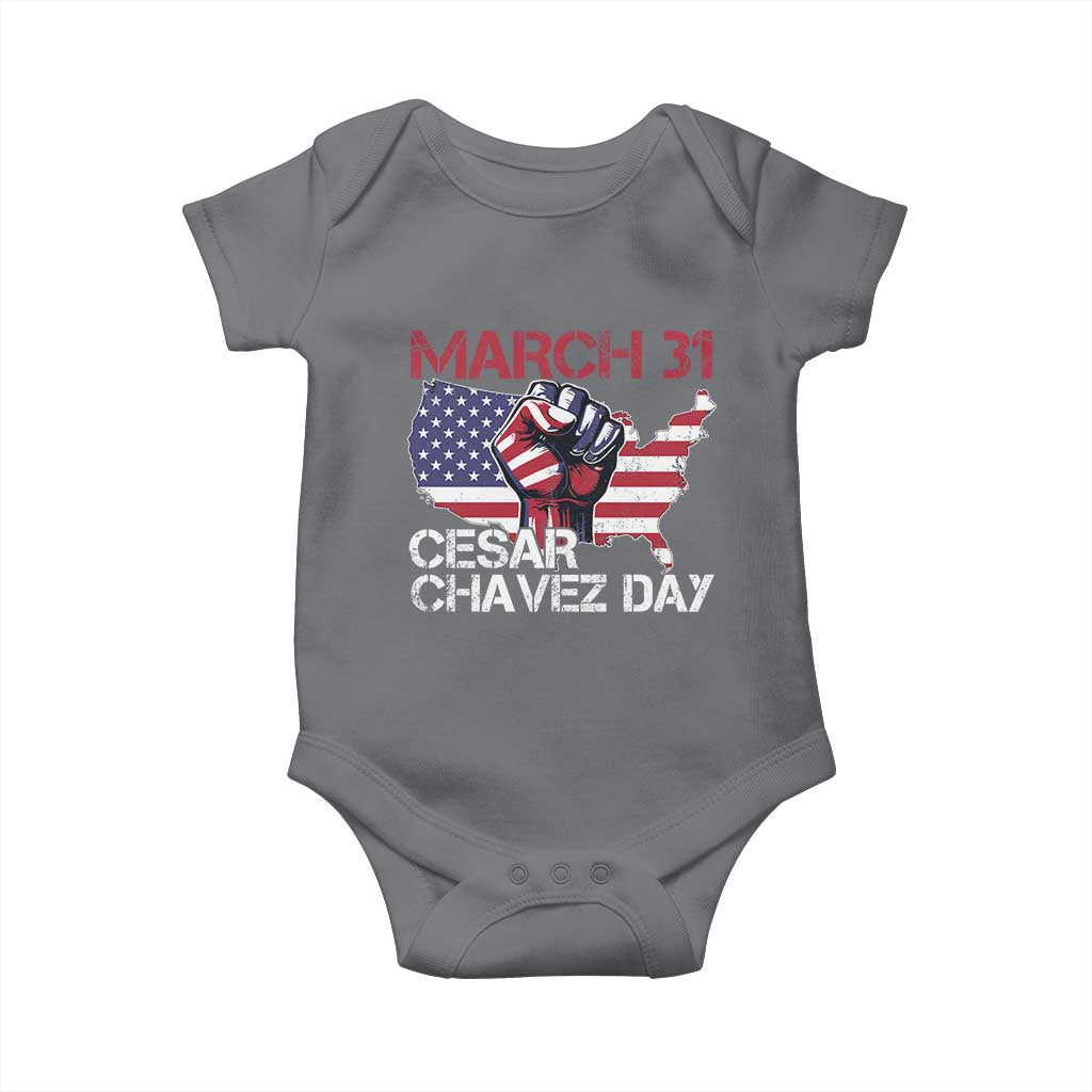 Cesar Chavez Day Baby Onesie March 31 Hand Fist American Flag