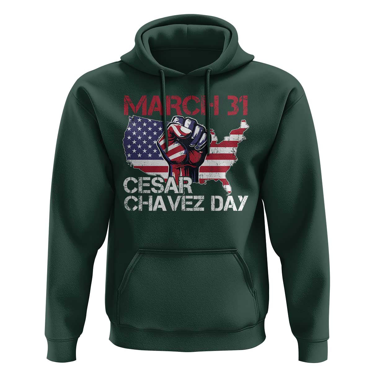 Cesar Chavez Day Hoodie March 31 Hand Fist American Flag