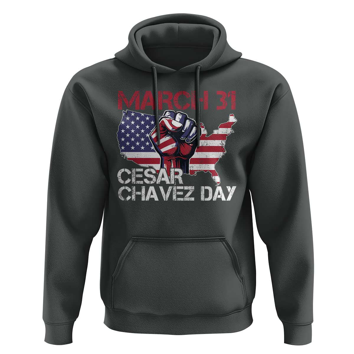 Cesar Chavez Day Hoodie March 31 Hand Fist American Flag