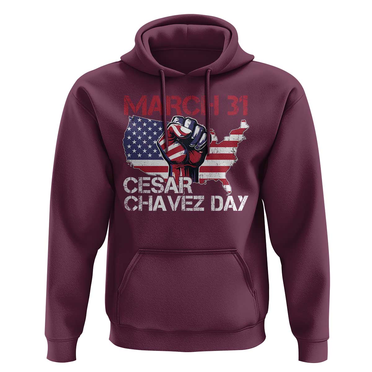 Cesar Chavez Day Hoodie March 31 Hand Fist American Flag