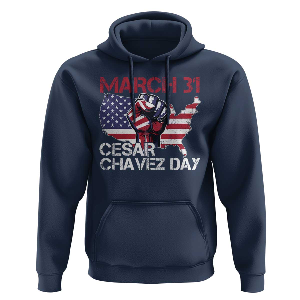 Cesar Chavez Day Hoodie March 31 Hand Fist American Flag