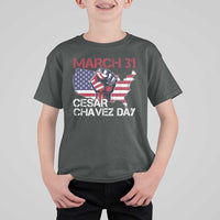Cesar Chavez Day T Shirt For Kid March 31 Hand Fist American Flag