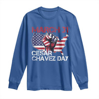 Cesar Chavez Day Long Sleeve Shirt March 31 Hand Fist American Flag