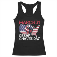 Cesar Chavez Day Racerback Tank Top March 31 Hand Fist American Flag