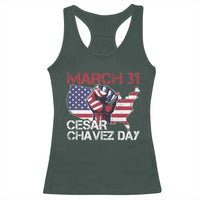 Cesar Chavez Day Racerback Tank Top March 31 Hand Fist American Flag