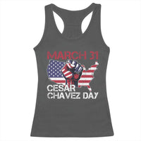 Cesar Chavez Day Racerback Tank Top March 31 Hand Fist American Flag