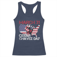 Cesar Chavez Day Racerback Tank Top March 31 Hand Fist American Flag