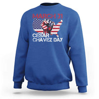Cesar Chavez Day Sweatshirt March 31 Hand Fist American Flag