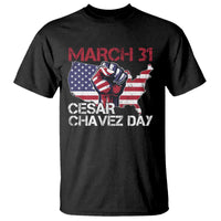 Cesar Chavez Day T Shirt March 31 Hand Fist American Flag