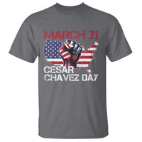 Cesar Chavez Day T Shirt March 31 Hand Fist American Flag