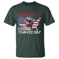 Cesar Chavez Day T Shirt March 31 Hand Fist American Flag