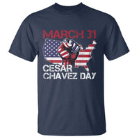 Cesar Chavez Day T Shirt March 31 Hand Fist American Flag