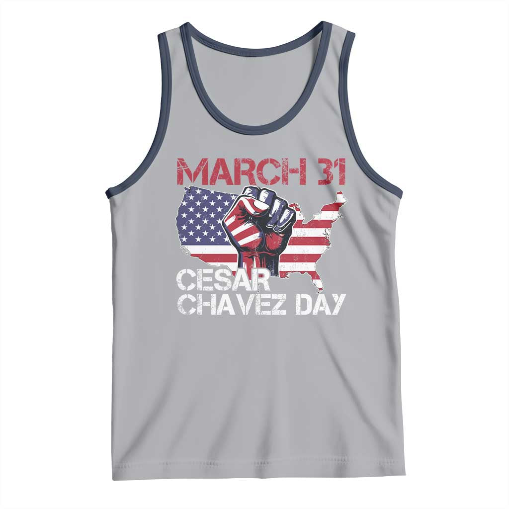 Cesar Chavez Day Tank Top March 31 Hand Fist American Flag