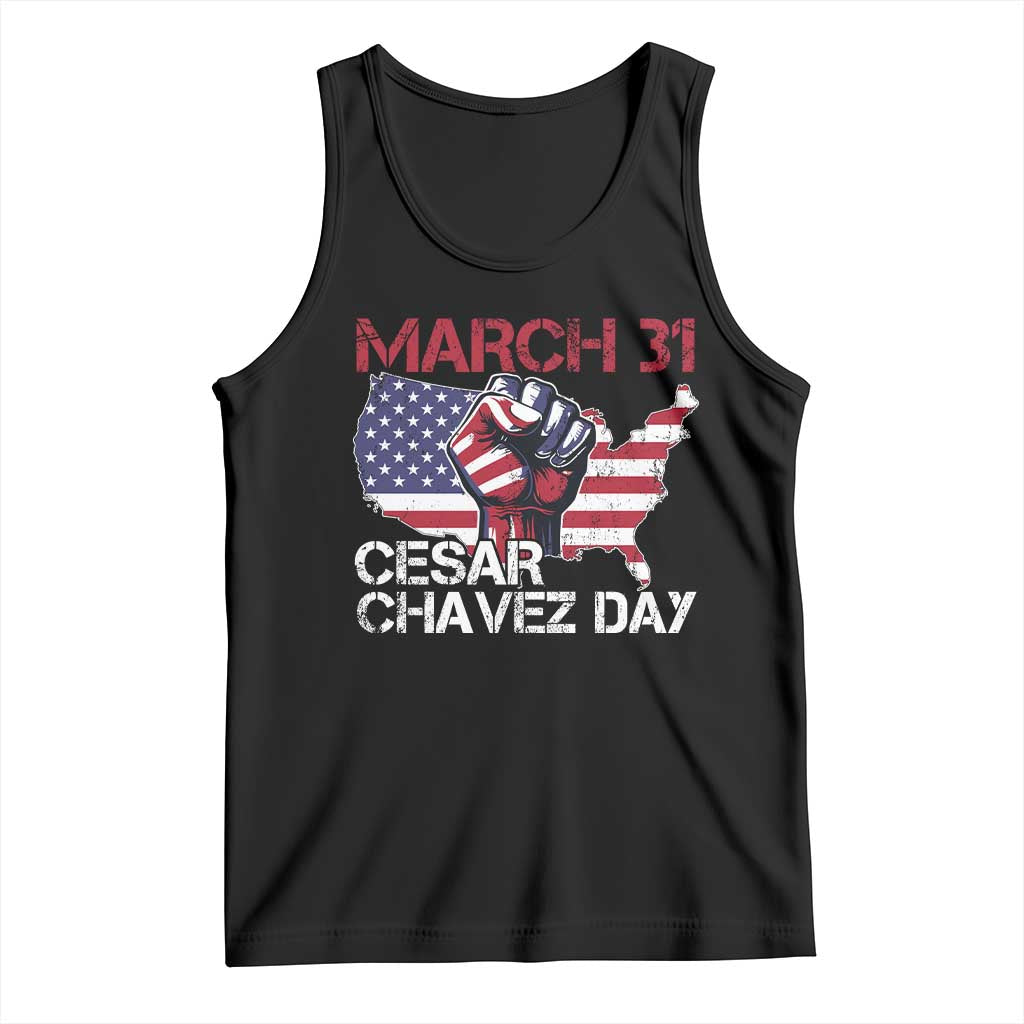 Cesar Chavez Day Tank Top March 31 Hand Fist American Flag