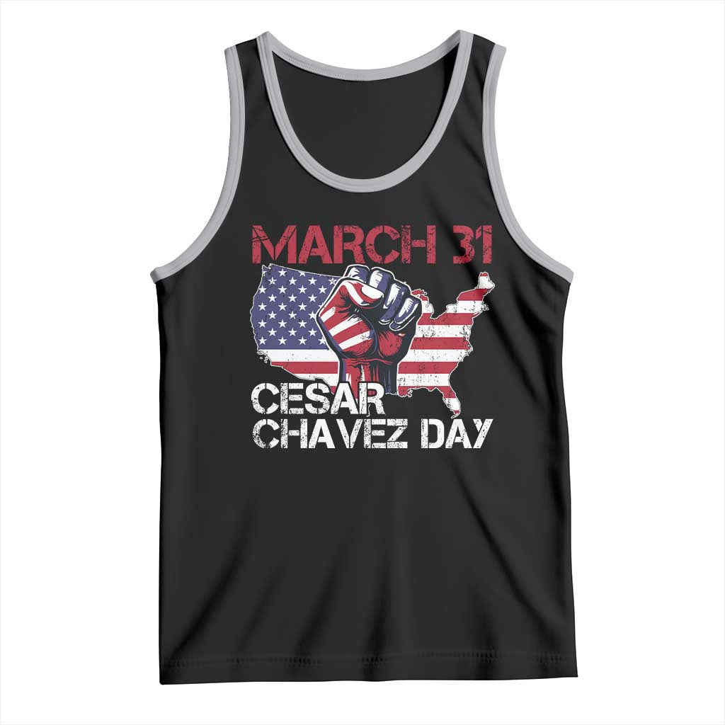 Cesar Chavez Day Tank Top March 31 Hand Fist American Flag