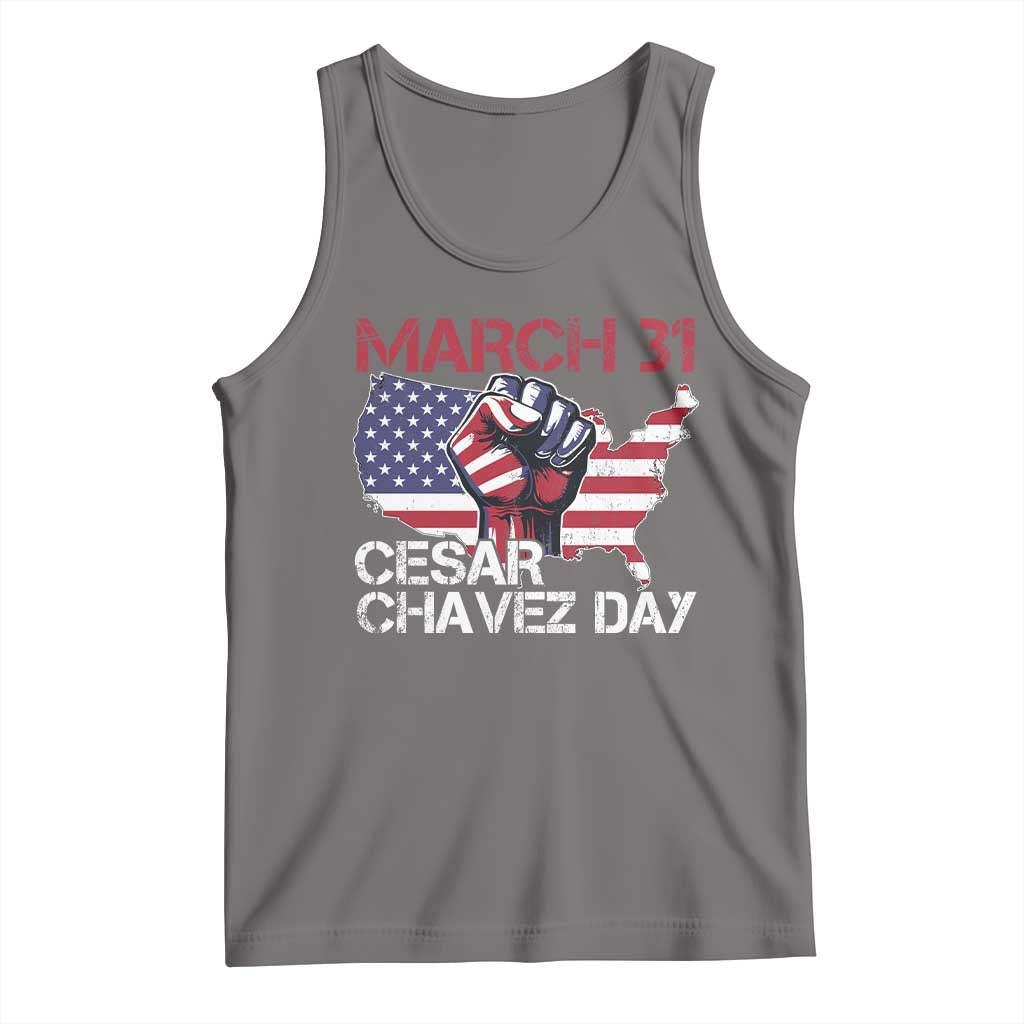 Cesar Chavez Day Tank Top March 31 Hand Fist American Flag