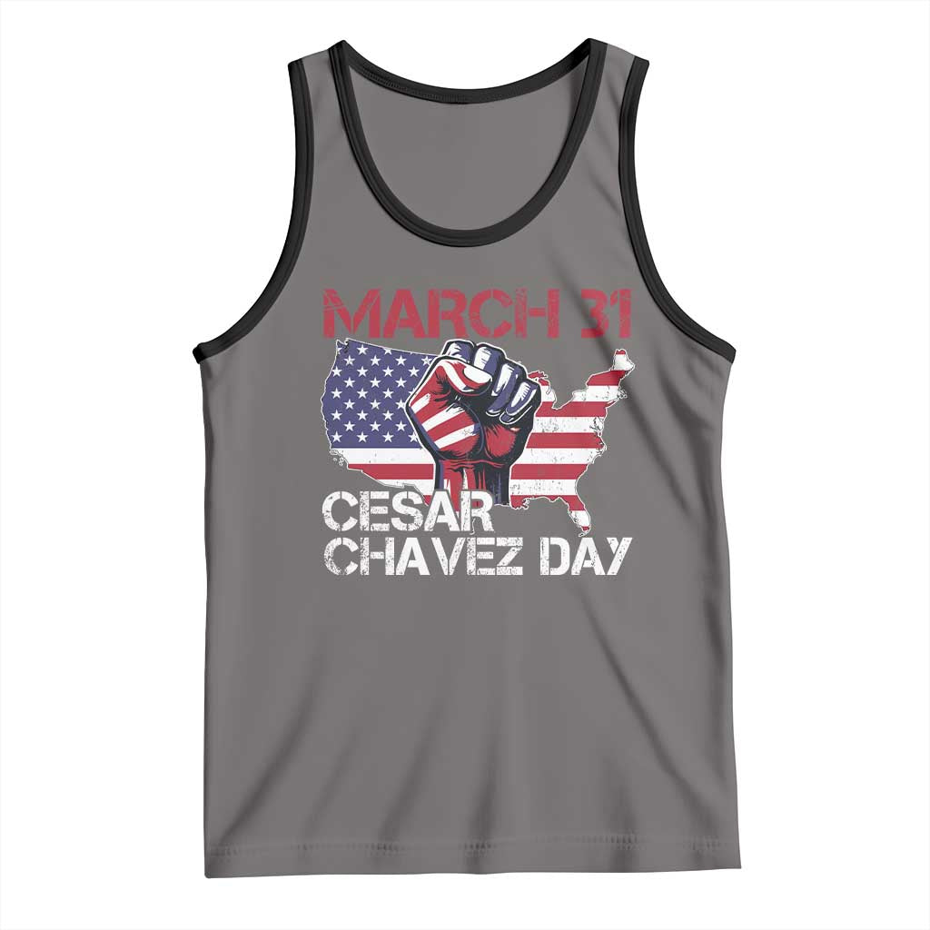 Cesar Chavez Day Tank Top March 31 Hand Fist American Flag