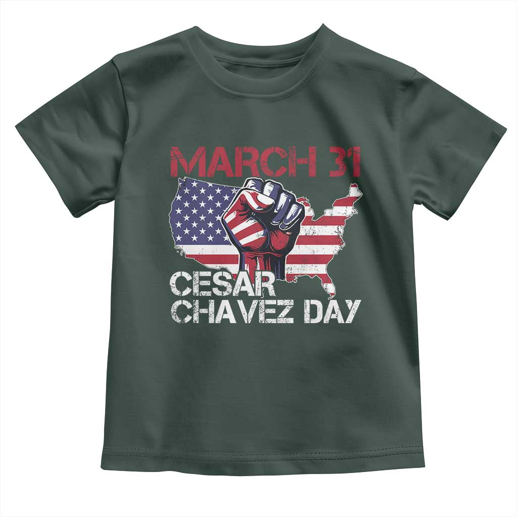 Cesar Chavez Day Toddler T Shirt March 31 Hand Fist American Flag