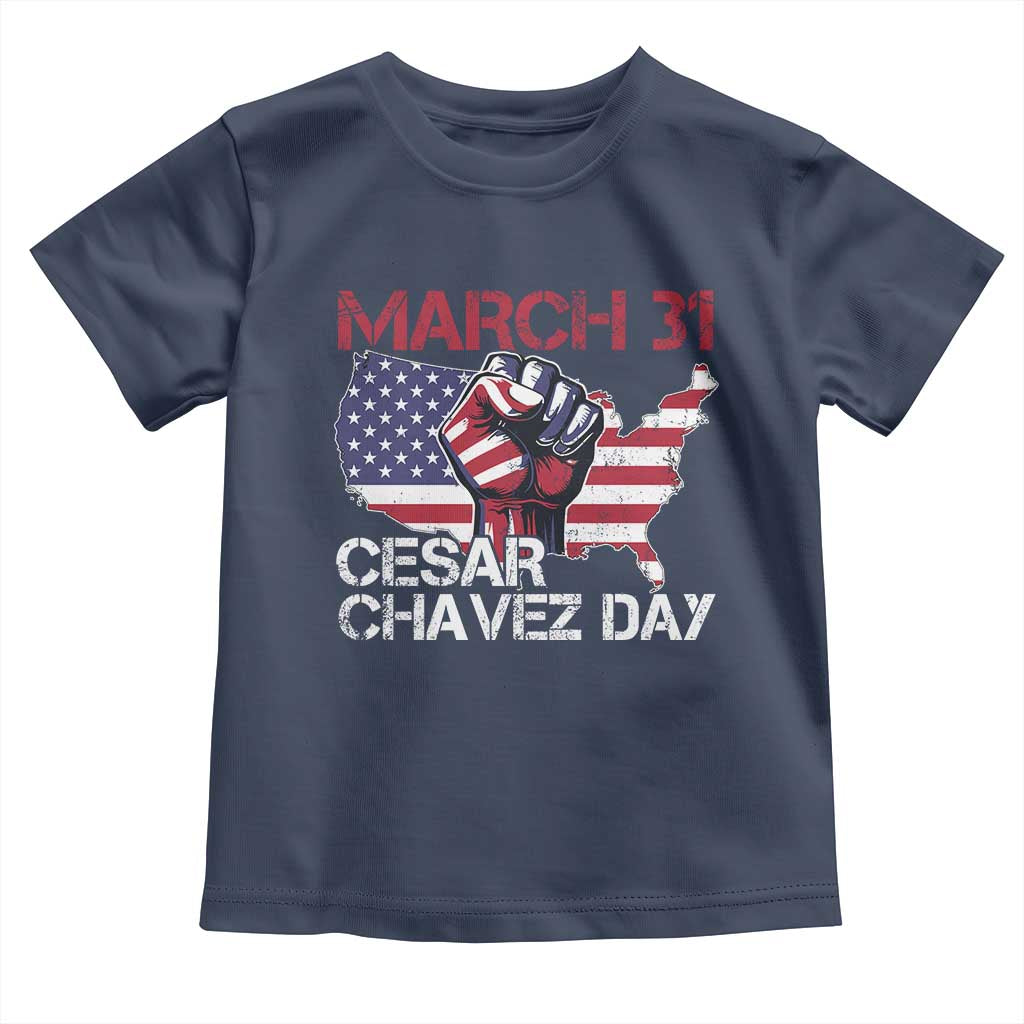 Cesar Chavez Day Toddler T Shirt March 31 Hand Fist American Flag