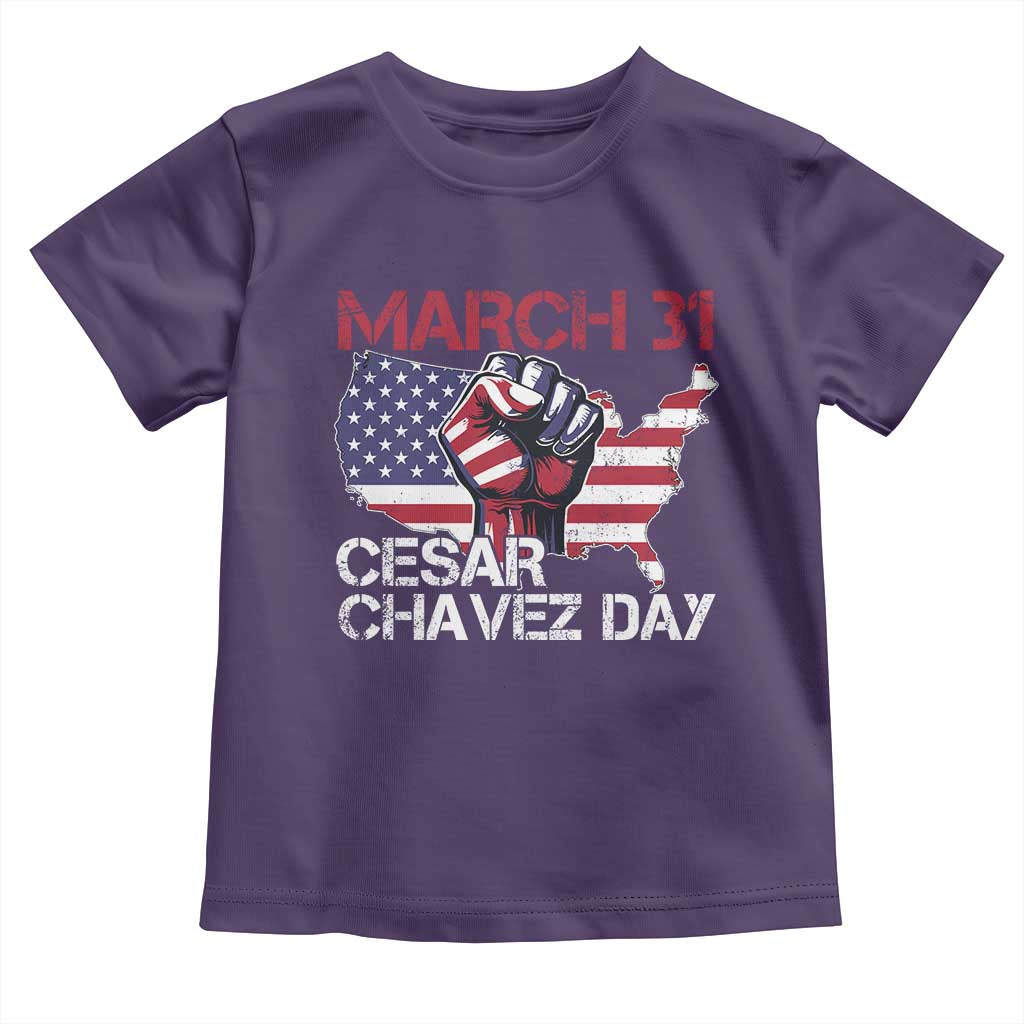 Cesar Chavez Day Toddler T Shirt March 31 Hand Fist American Flag