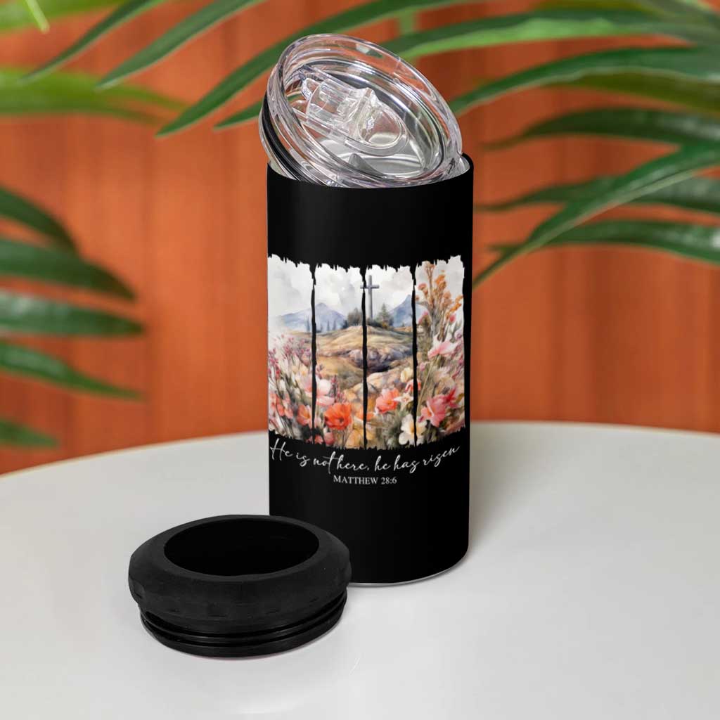 He Is Not Here He Has Risen 4 in 1 Can Cooler Tumbler Christian Easter Religious Bible Verse