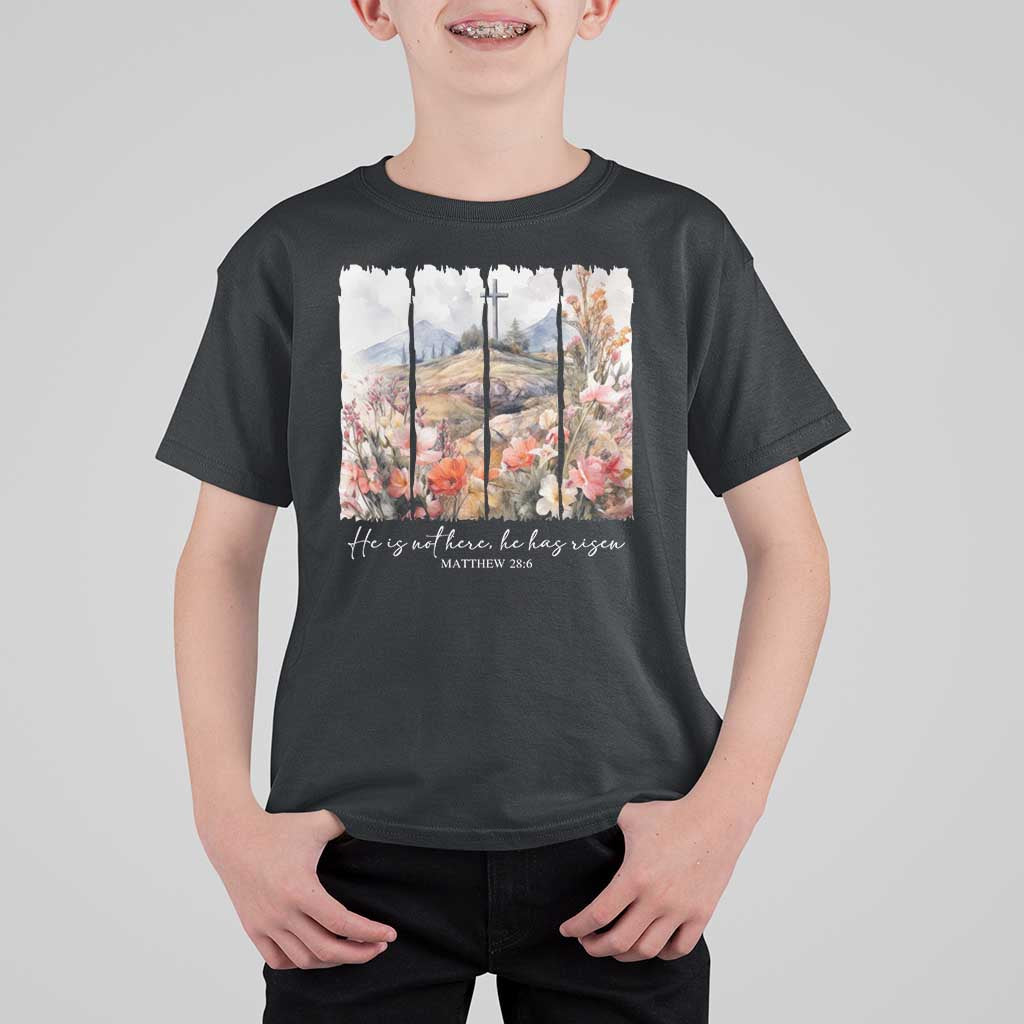 He Is Not Here He Has Risen T Shirt For Kid Christian Easter Religious Bible Verse