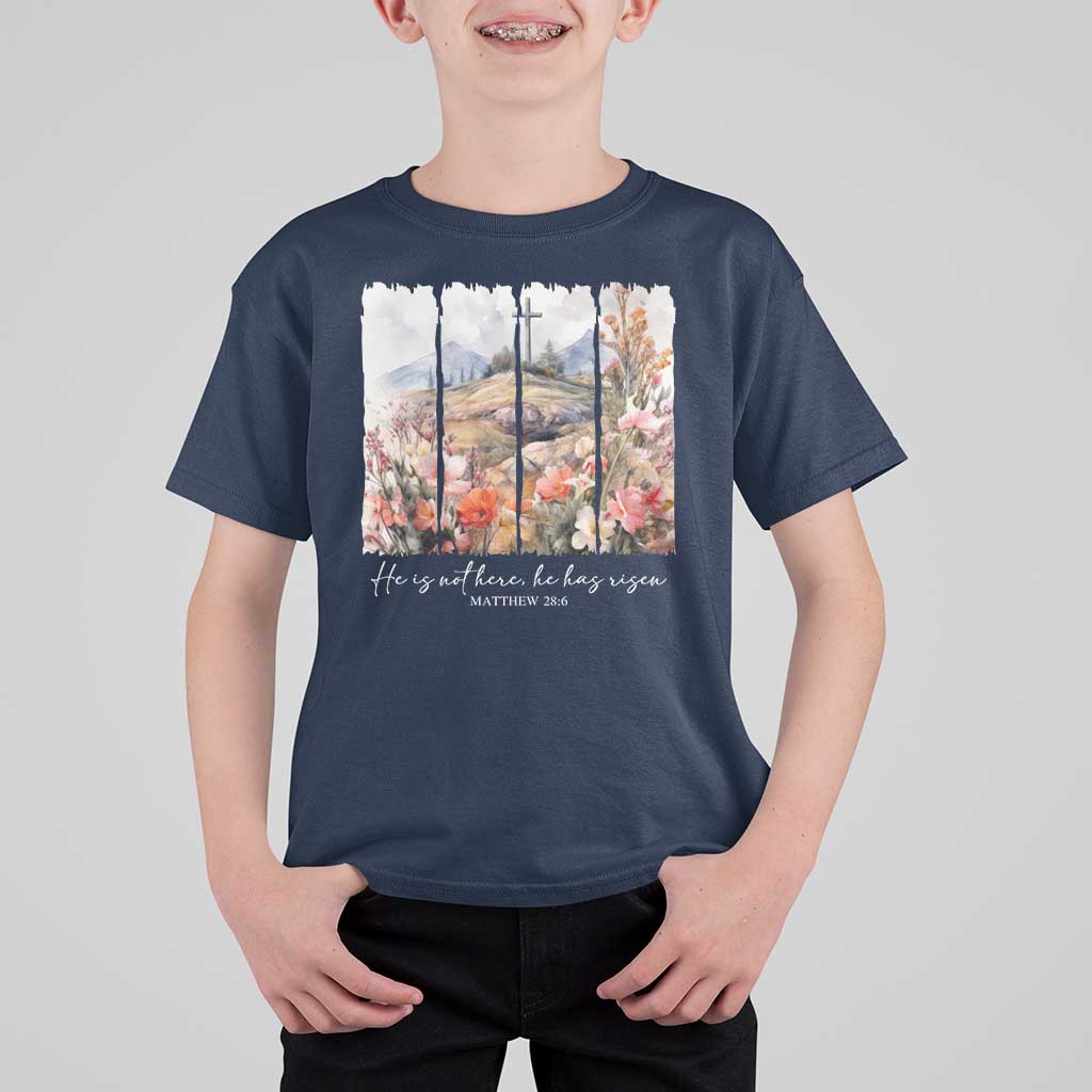 He Is Not Here He Has Risen T Shirt For Kid Christian Easter Religious Bible Verse